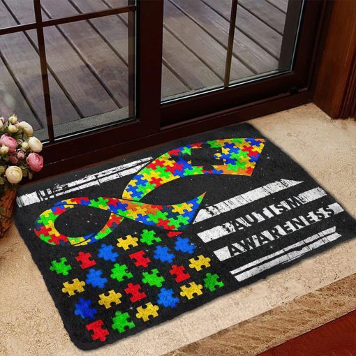 Gearhumans 3D Dino Autism Awareness Custom Doormat - Image 4