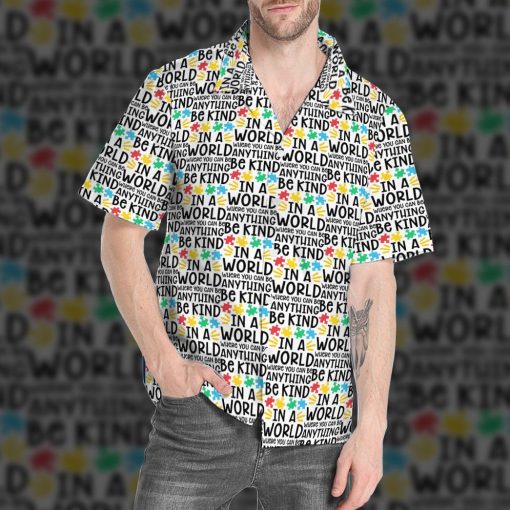 Gearhumans 3D Be Kind Autism Multicolor Puzzle Custom Hawaiian Shirt - Image 7