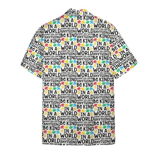 Gearhumans 3D Be Kind Autism Multicolor Puzzle Custom Hawaiian Shirt - Image 2