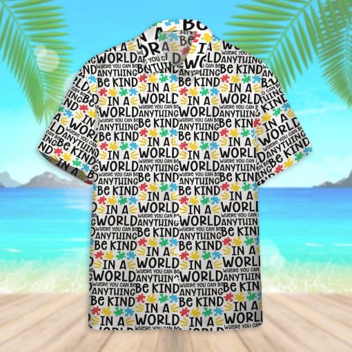 Gearhumans 3D Be Kind Autism Multicolor Puzzle Custom Hawaiian Shirt - Image 6