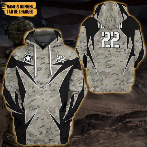 Gearhumans 3D Veteran Army Custom Name Custom Number Hoodie Tshirt Apparel