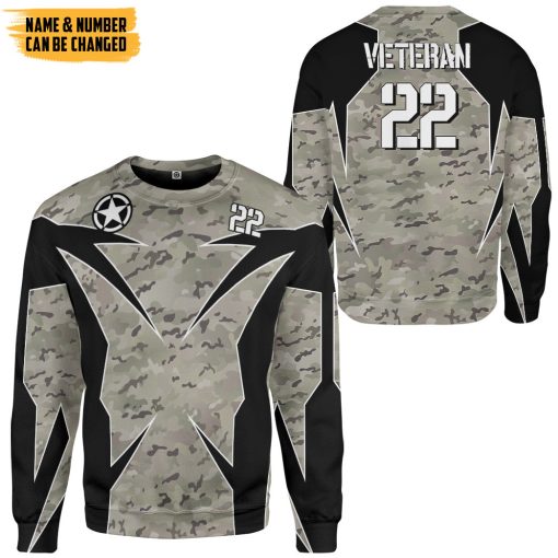 Gearhumans 3D Veteran Army Custom Name Custom Number Hoodie Tshirt Apparel