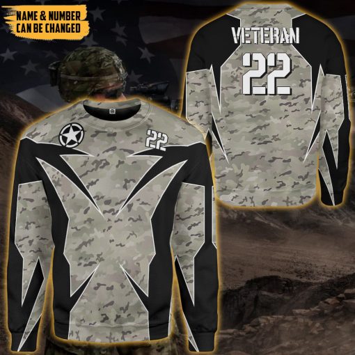 Gearhumans 3D Veteran Army Custom Name Custom Number Hoodie Tshirt Apparel