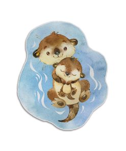 Gearhumans 3D Otter Mom And Baby Custom Shaped Doormat