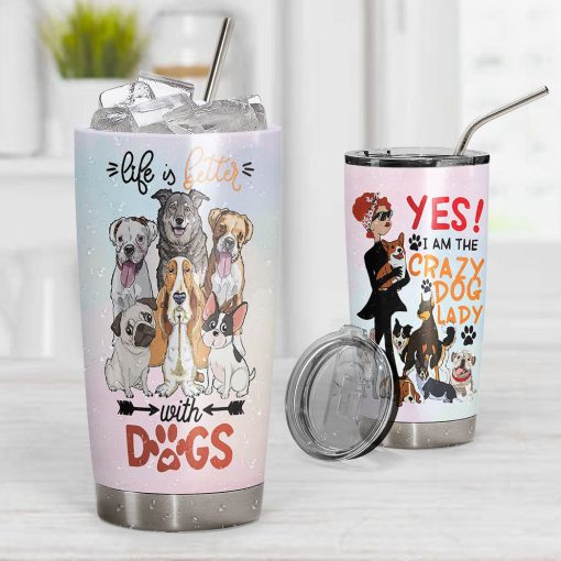 Gearhumans 3D Crazy Dog Lady Custom Name Tumbler - Image 6