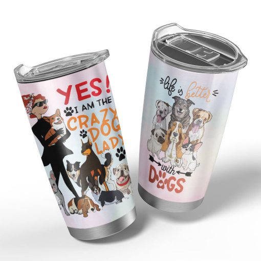 Gearhumans 3D Crazy Dog Lady Custom Name Tumbler - Image 4