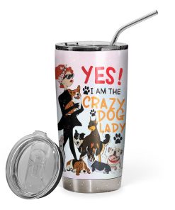 Gearhumans 3D Crazy Dog Lady Custom Name Tumbler