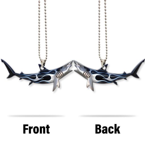 Gearhumans 3D Metallic Silver Hot Rod Shark Custom Car Hanging