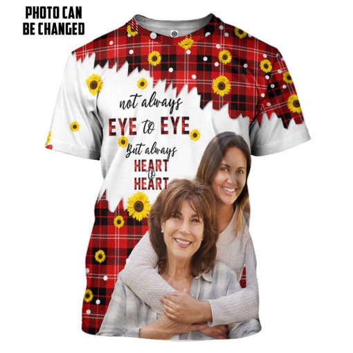 Gearhumans 3D Heart To Heart Sunflowers Mothers Day Custom Photo Tshirt Hoodie Apparel - Image 3