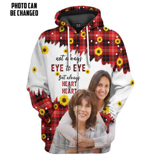Gearhumans 3D Heart To Heart Sunflowers Mothers Day Custom Photo Tshirt Hoodie Apparel - Image 4