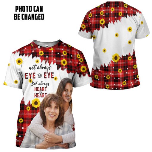 Gearhumans 3D Heart To Heart Sunflowers Mothers Day Custom Photo Tshirt Hoodie Apparel - Image 7