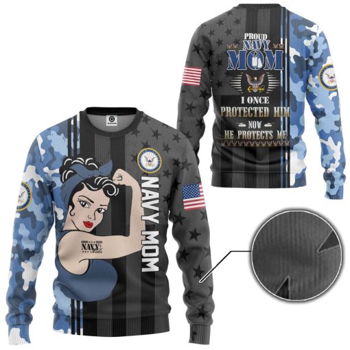 Gearhumans 3D US Navy Mom Custom Tshirt Hoodie Apparel - Image 6