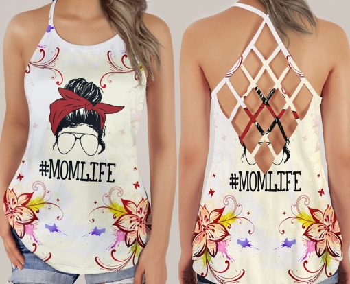 Gearhumans 3D Mom Life Flowers Mothers Day Custom Criss Cross Tank Top - Image 3