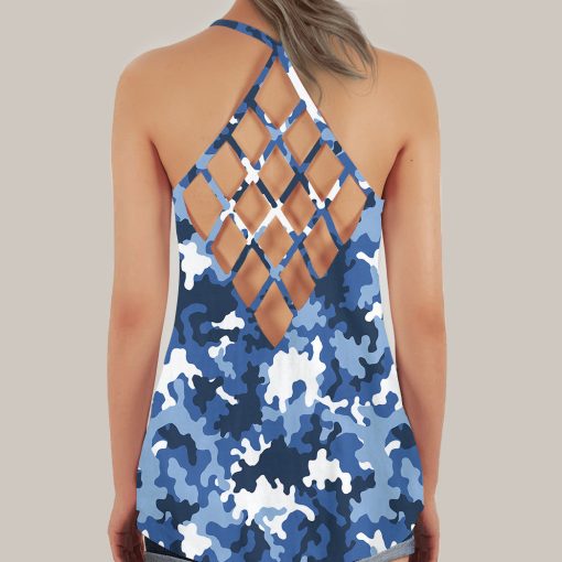 Gearhumans 3D Navy Military Proud Grandma Custom Cross Tank Top - Image 2