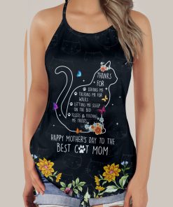 Gearhumans 3D The Best Cat Mom Mothers Day Custom Criss Cross Tank Top