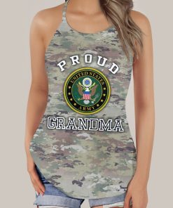 Gearhumans 3D US Army Proud Grandma Custom Criss Crop Tank Top
