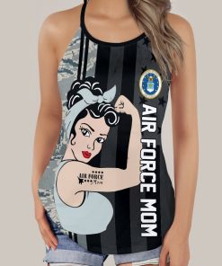 Gearhumans 3D Air Force Mom Mothers Day Custom Criss Cross Tank Top