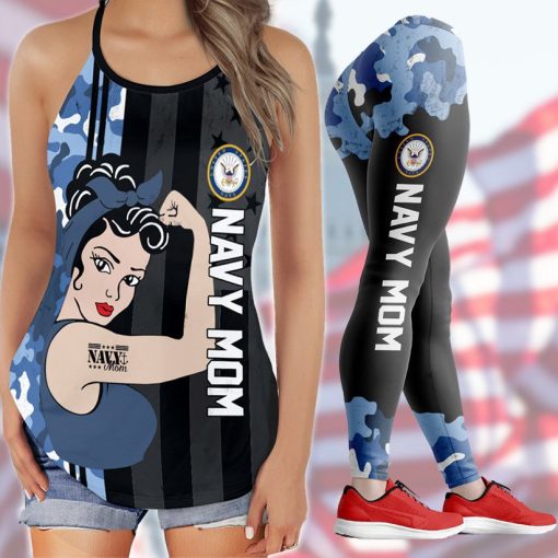 Gearhumans 3D Navy Mom Mothers Day Custom Legging - Image 7