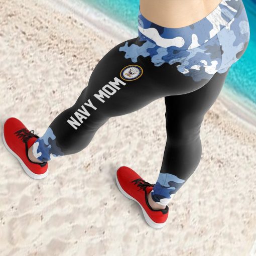 Gearhumans 3D Navy Mom Mothers Day Custom Legging - Image 6