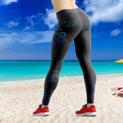 Gearhumans 3D Blue Mandala Dog Mom Custom Legging - Image 3