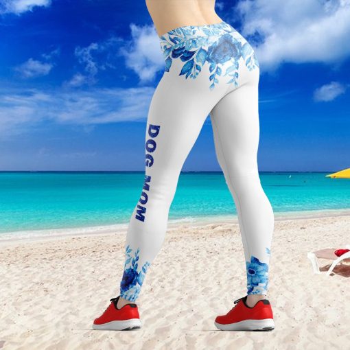 Gearhumans 3D Blue Sparkle Mother Day Dog Mom Custom Legging