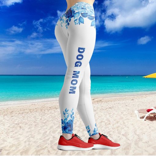 Gearhumans 3D Blue Sparkle Mother Day Dog Mom Custom Legging
