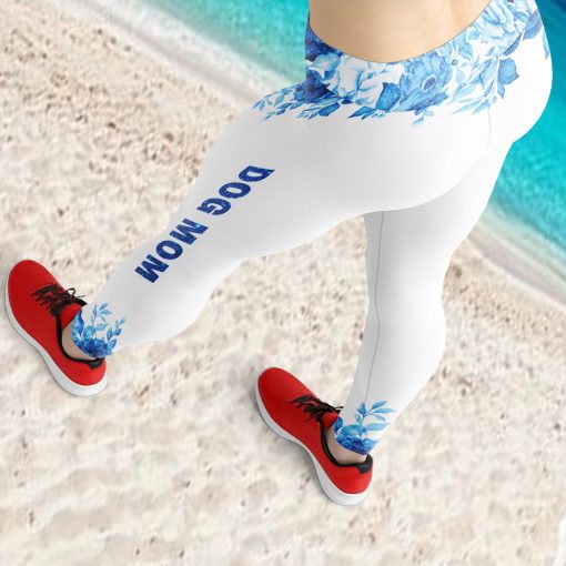 Gearhumans 3D Blue Sparkle Mother Day Dog Mom Custom Legging