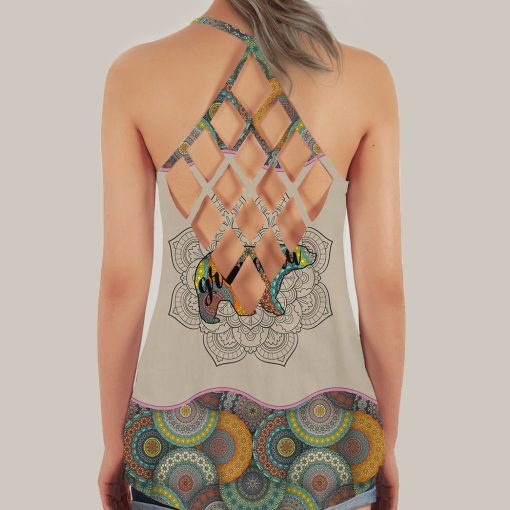 Gearhumans 3D Bear Grandma Mandala Custom Crop Cross Tank Top - Image 2