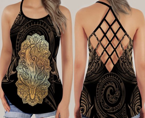 Gearhumans 3D The Shark Spirit Animal Custom Cross Tank Top - Image 3