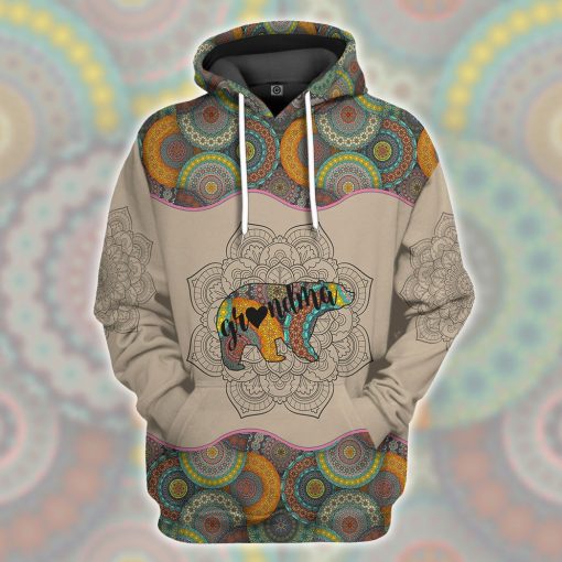 Gearhumans 3D Bear Grandma Mandala Custom Tshirt Hoodie Apparel - Image 2