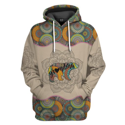 Gearhumans 3D Bear Grandma Mandala Custom Tshirt Hoodie Apparel