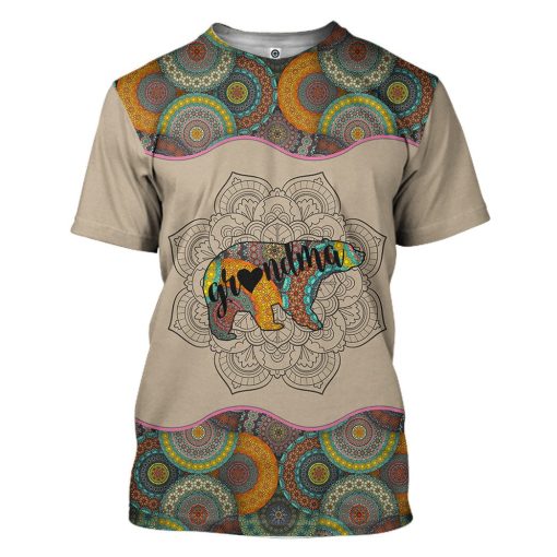 Gearhumans 3D Bear Grandma Mandala Custom Tshirt Hoodie Apparel - Image 4