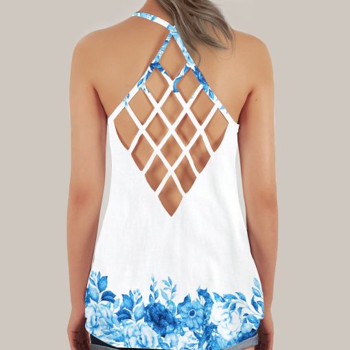 Gearhumans 3D Blue Sparkle Mother Day Dog Mom Custom Tank Top - Image 4