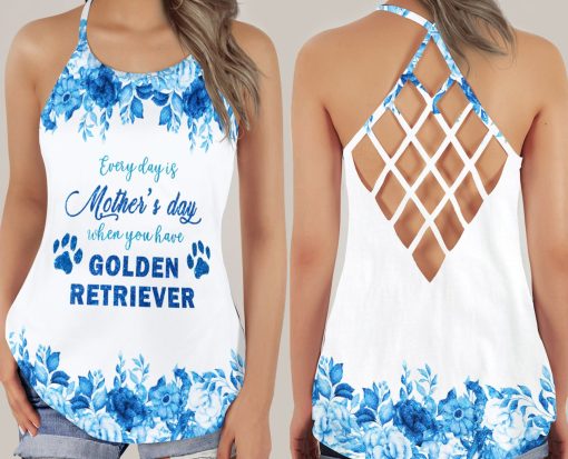 Gearhumans 3D Blue Sparkle Mother Day Dog Mom Custom Tank Top - Image 6