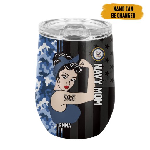 Gearhumans 3D US Navy Mom Mothers Day Custom Name Design Insulated Vacuum Tumbler