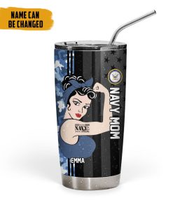 Gearhumans 3D US Navy Mom Mothers Day Custom Name Design Insulated Vacuum Tumbler