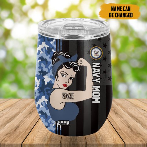 Gearhumans 3D US Navy Mom Mothers Day Custom Name Design Insulated Vacuum Tumbler