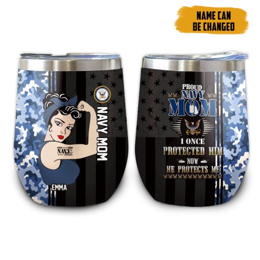 Gearhumans 3D US Navy Mom Mothers Day Custom Name Design Insulated Vacuum Tumbler