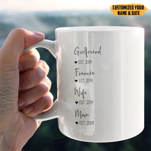 Gearhumans 3D Girlfriend to Fiance to Wife to Mom Custom Name Custom Date Mug - Image 3
