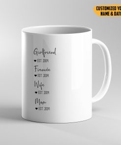 Gearhumans 3D Girlfriend to Fiance to Wife to Mom Custom Name Custom Date Mug