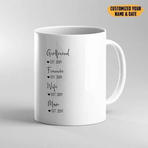 Gearhumans 3D Girlfriend to Fiance to Wife to Mom Custom Name Custom Date Mug