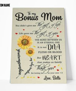 Gearhumans 3D Gift For Stepmom To My Bonus Mom Custom Name Canvas
