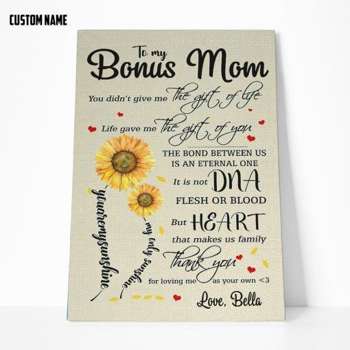 Gearhumans 3D Gift For Stepmom To My Bonus Mom Custom Name Canvas