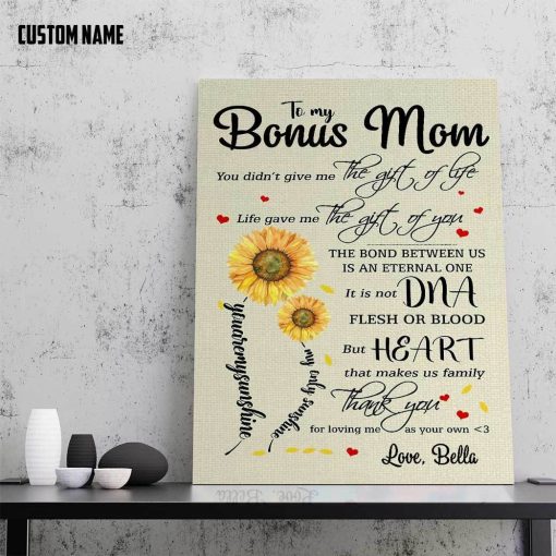 Gearhumans 3D Gift For Stepmom To My Bonus Mom Custom Name Canvas - Image 4