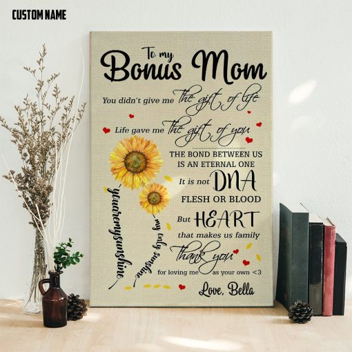 Gearhumans 3D Gift For Stepmom To My Bonus Mom Custom Name Canvas - Image 5