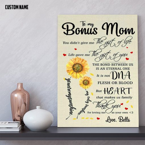 Gearhumans 3D Gift For Stepmom To My Bonus Mom Custom Name Canvas - Image 3