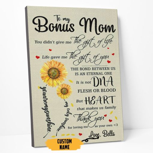 Gearhumans 3D Gift For Stepmom To My Bonus Mom Custom Name Canvas - Image 2