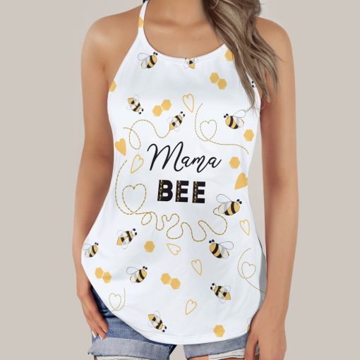 Gearhumans 3D Mama Bee Mothers Day Custom Criss Cross Tank Top