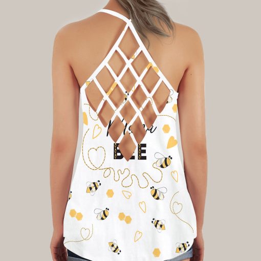 Gearhumans 3D Mama Bee Mothers Day Custom Criss Cross Tank Top - Image 2