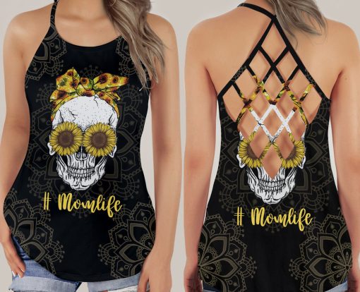 Gearhumans 3D Mom Life Skull Mothers Day Custom Criss Cross Tank Top